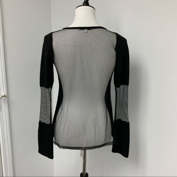 Alexis black mesh net sweater long sleeve sweater Sz XS - Picture 3 of 9